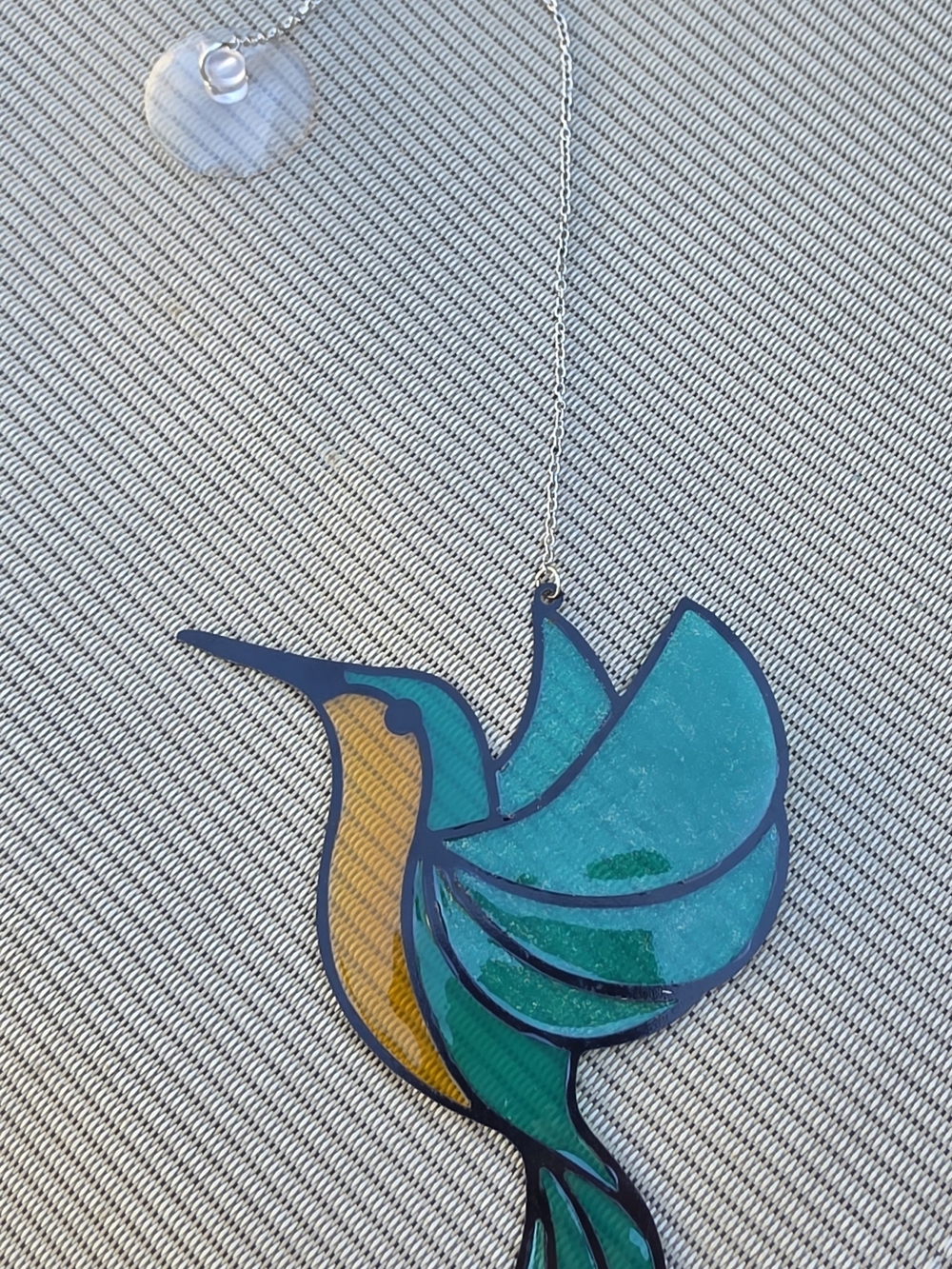 Blue and Teal Hummingbird Window Ornament - Decorative Bird Sun Catcher